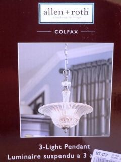 New Allen Roth Colfax 3 Light Pendant Chandelier Crystal Glass Shade 