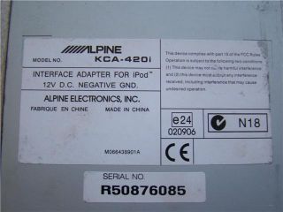 Alpine KCA 420i iPod Adapter for AI Net Compatible Alpine Headunits 