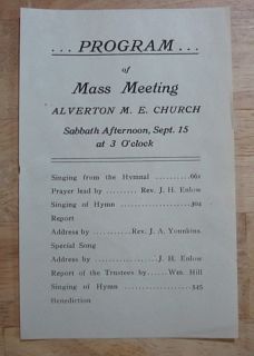 1929 Alverton PA Methodist Church Meeting Program