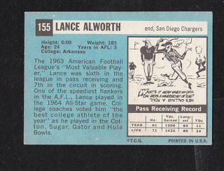 1964 Topps #155 Lance Alworth XMT Premium Vintage Card $50.00
