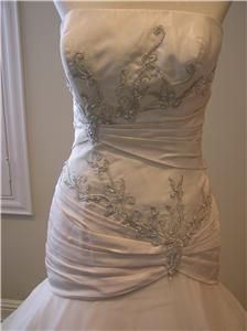 Allure Wedding Dress Bridal Gown Gold Taffeta Silver Lace Up Corset 12 