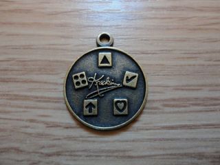 Amazing Kreskin RARE vintage metal medallion charm token signature 
