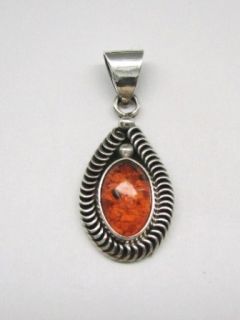 Handcrafted RB Sterling Silver Amber Teardrop Pendant