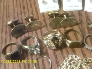 Junk Drawer Lot jewelry .925 gf,gp untested rings ear rings bangle ect 