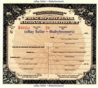 1925 Mint Prohibition Prescription RX Whiskey Label Lot