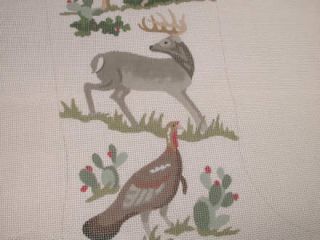   Wildlife Hand Painted Needlepoint Canvas Stocking Deux Amis