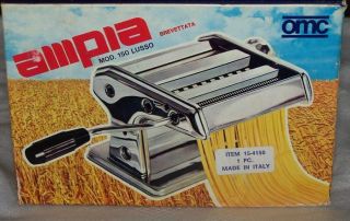Vintage AMPIA Model 150 LUSSO Italian Pasta Maker Machine w Box 