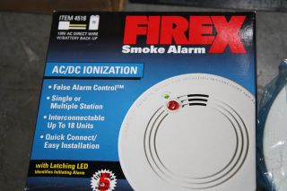 Firex 4518 120V Fire Alarm Ionization Smoke Sensor Detector w Battery 