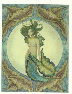 Amy Brown Print Sea Bride II Mermaid Kelp Green Retired