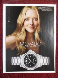   Ad Movado Watch Watches Amanda Seyfried Art of Performance