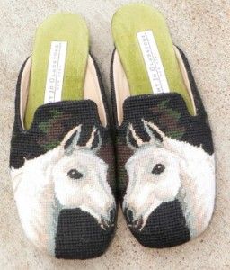 Amy Jo Gladstone 7 7 5 M Needlepoint Horse Mules Shoes