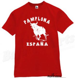 PAMPLONA España T Shirt Spain Bulls Party Tee Pop Red M