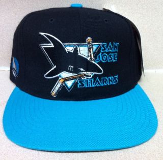   Sharks Snapback Hat Cap American Needle Blockhead Black Logo