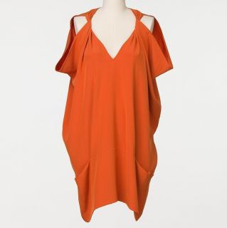 Amber Rose Zero Maria Cornejo Orange Loose Fit Silk Tank Dress Size 6 