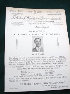 Oklahoma Mayor Gone Bad 1912 Burns Detective Agency