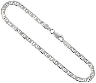   Sterling Silver Real Classic Flat Mariner Link Men Anchor Chain
