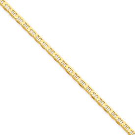 14k Gold Concave Anchor Chain Necklace Anklet or Bracelet w Fancy 