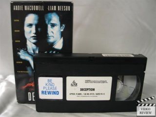 Deception VHS Andie MacDowell Liam Neeson