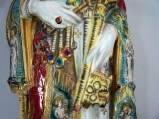 Antique Prof E Pattarino Sculpture St Saint Peter w Keys Royalty 