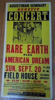   + AMERICAN DREAM 1970 Cardboard Concert Poster VILLANOVA UNIVERSITY