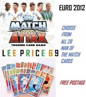 Match Attax England 2012 Choose from All 28 Man of The Match
