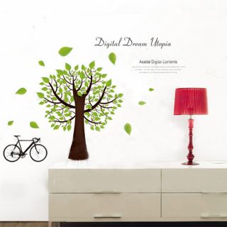 Green Tree Bike Motto DIY Removable Art Vinyl Wall Sticker Decor Mural 