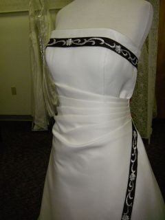 Sz 12 14 Alfred Angelo Ivory w Cafe Brown Trim Wedding Gown $345 Dress 