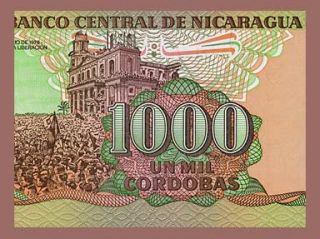 1000 Cordobas Banknote Nicaragua 1985 Augusto Sandino Pick 156 Crisp 
