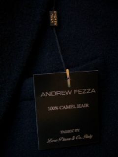 New w Tags Andrew Fezza Camel Sport Coat Dark Blue Sz 42
