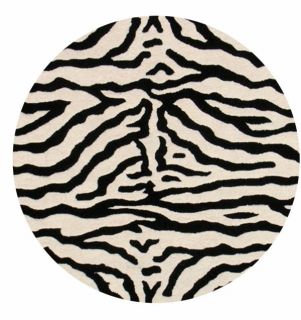 Zebra Print Area Rugs Animal Skin 6ft Round Black Ivory