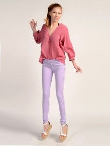 NWT$218 Joie Anka Savory V Neck Silk Tunic Top Blouse Bright Color 