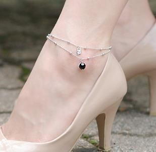   Shining Rhinestone Crystal Swan Pendant Double Layer Anklets