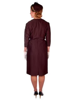 Vintage Lilli Ann Dress Brown Silk Draped Asymetrically 40 30 43
