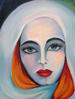 23   ENIGMATIC GIRL_____ORIGINAL PAINTING by ANNA 