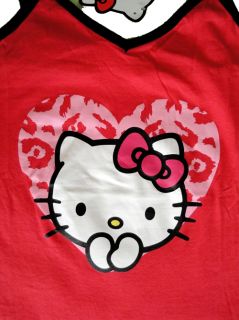    Hello Kitty Dreaming Of Love PJ Pyjamas Leopard Tank&Capri Set Red