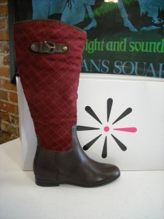 Isaac Mizrahi Brown Burgandy Quilted Riding Boots New