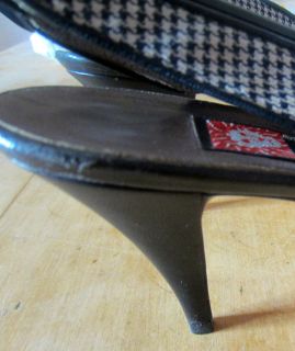 Vintage Anne Klein B w Herringbone Leather Slingback Shoes 3 Heels Sz 
