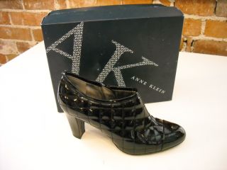 AK Anne Klein Tangie Black Patent Quilted Shootie Shoes