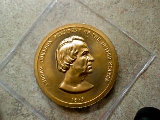 Andrew Johnson Presidential Peace Brass Medal Coin 1865 * 
