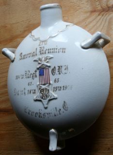 GAR Porcelain Canteen 21st Aniversary of the 114th Regt. Ohio 1906 