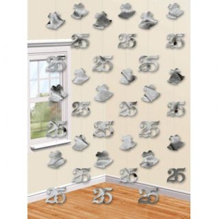 Silver 25th Anniversary Hanging String Party Decoration
