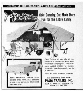 1965 Vintage Ad Palm Trailers Tent Camping Campers Annville,PA