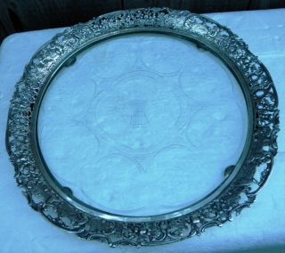 RARE Antique Robert Anstead Los Angeles Sterling Silver Etched Glass 