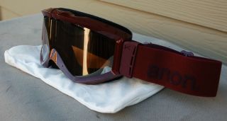 2012 Anon Figment Snowboard Goggle Crimson Silver Amber Lens Brand New 
