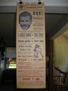 1970 El Huerito Romero vs Zurdo Cauich Vintage on Site Boxing Poster 
