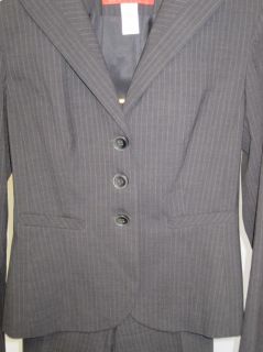 Pant Suit Anne Klein Gray Grey Pin Stripe 4P 4 P Jacket 6 6P Pants 