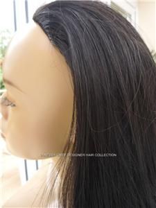 Hairpiece 3 4 Wig Fall Almost Black Pull Your Own Hair Over The Top 