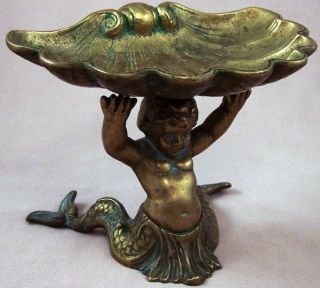 Brass Soap Dish Cherub Serpent Dolphin Footed Mythical Victorian Metal 