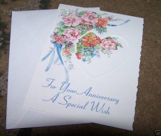 Flower Bouquet Anniversary Wish Greeting Card