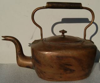 Antique Copper Dovetailed Hand Crafted Tea Kettle Pot Teapot 1800s 